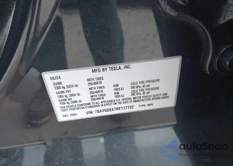 2024 Tesla Model Y Long Range Dual Motor All-Wheel Drive from USA, damaged, VIN 7SAYGDEE7RF117702